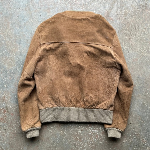 Vintage 1960s Startown Men Brown Leather Bomber Jacket 38R Full Zip Suede Tan - Picture 3 of 7